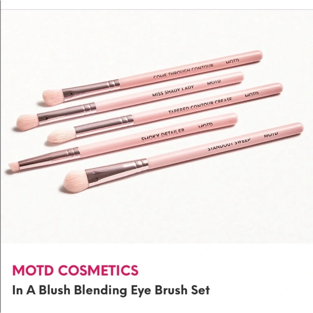 MOTD Cosmetics New‎ Pink Handles In A Blush Blending 5 Piece Eye Brush Set, $58
